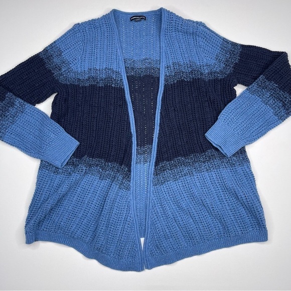 American Living Sweater Cardigan Blue Ombre Knit Coastal Winter Comfy Office XL - Picture 1 of 10
